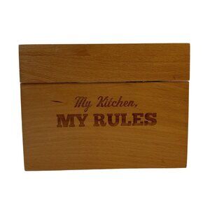 Cake Boss Beechwood Countertop Recipe Box w/Accessories "My Kitchen My Rules"